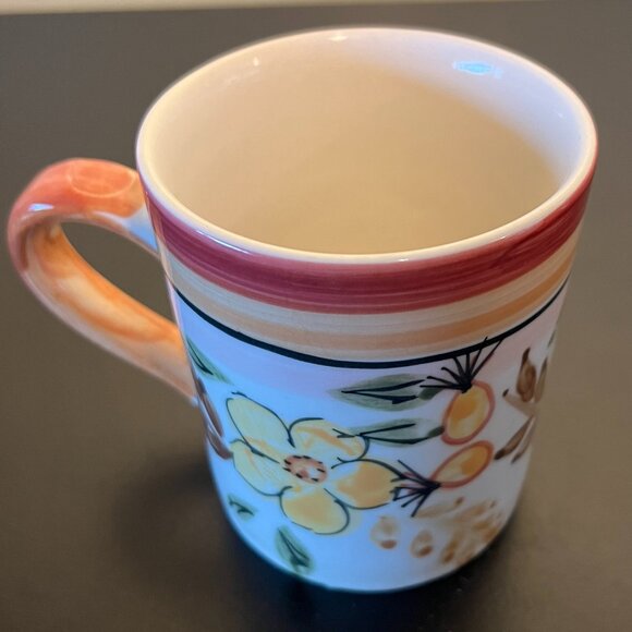 Vintage ROYAL NORFOLK Hand Painted Flowers and  Fresh Fruit Stoneware Mug - Picture 4 of 7